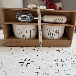 Rae Dunn White Sweet and Yum Bowl Set with Scoop